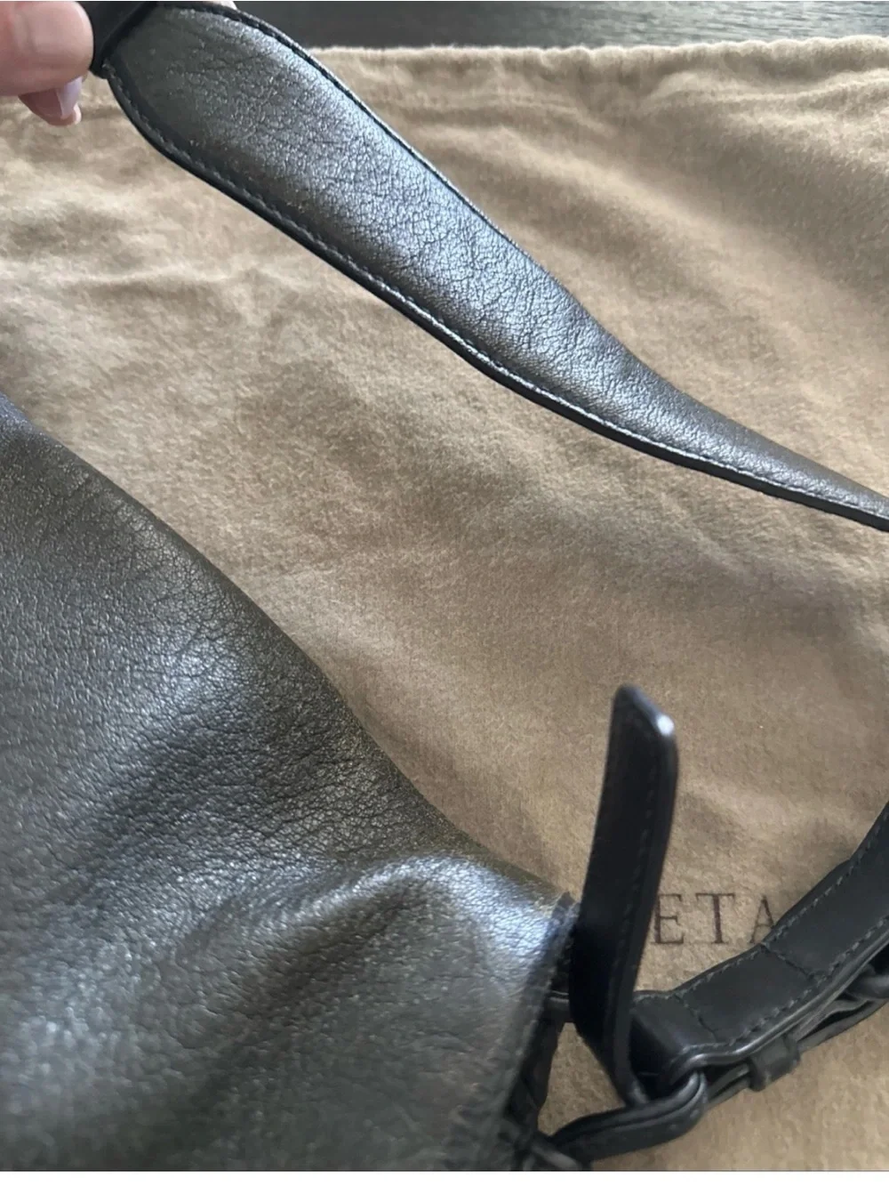 Bottega Veneta Distressed Black Leather Hobo Bag